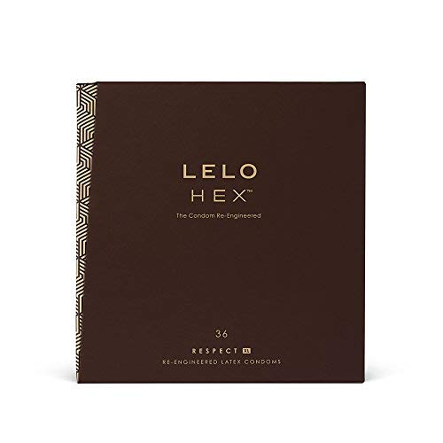 LELO HEX Respect, XL Size, Luxury Condoms with Unique Hexagonal Structure, Thin yet Strong Latex Condom, Lubricated (36 pack)