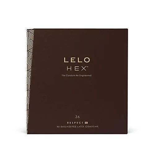 LELO HEX Respect, XL Size, Luxury Condoms with Unique Hexagonal Structure, Thin yet Strong Latex Condom, Lubricated (36 pack)