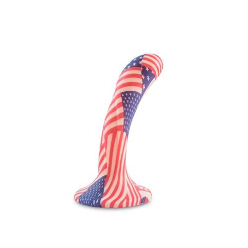 The All American Dildo by Dildos for Patriots – 6.7 Inch Silicone USA Pride Sex Toy with Powerful Suction Cup Base, Grooved Shaft and Strap on Harness Compatible