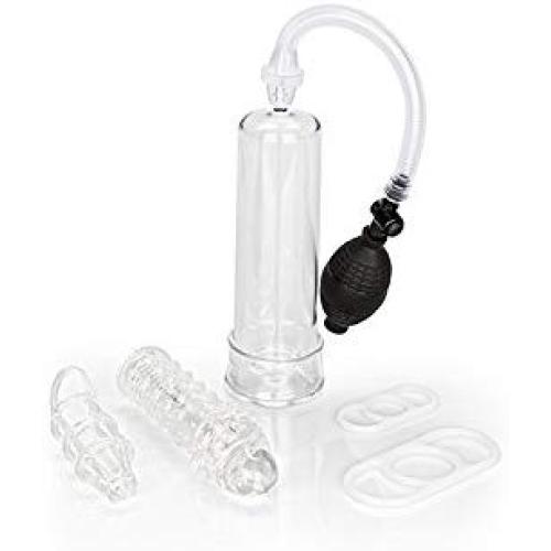 CalExotics His Enlargement Kit – Male Enhancement Penis Pump with Silicone Ring – Sex Toys for Men – Clear