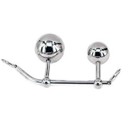 Eastern Delights Female Anal Vagina Double Ball Plug in Steel Chastity Belt Hook Bondage