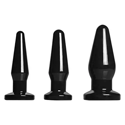 Frisky Level Up 3 Piece Butt Plug Set, Black Frisky Level Up 3 Piece Butt Plug Set, Black