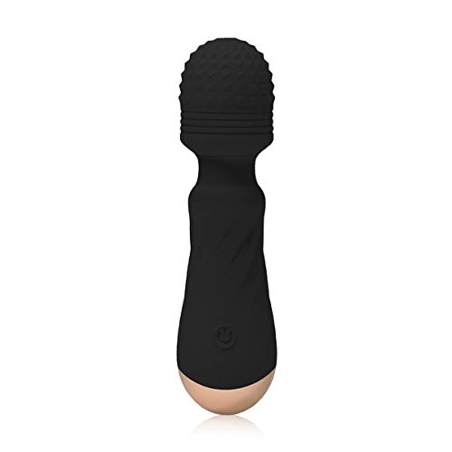 Wireless Mini Handheld Wand Massager with 12 Silent Frequency Modes, Personal Waterproof Rechargeable Power Massager for Relieving Body Muscle Soreness (NL-Black)