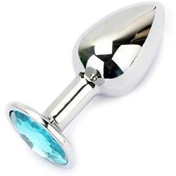 Jewelry Anal Plug Beginners Sex Toys - Butt Plug Booty Beads - For Women Men Couples (Blue, Discreet Package)