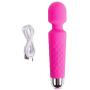 Finever Body Massager 20 Speed Water Resistant Rechargeable Personal Wand Powerful Vibration Therapeutic Aches Sports (Pink Wand)