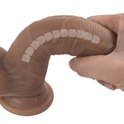 Super Soft Strápôn Dôngs for Beginner Women Couples - Extremely Life-Like 8in Women Brown Massager Silicone