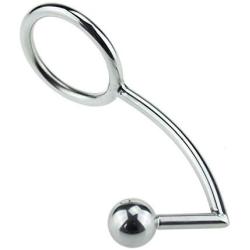 Stainless Steel Metal Anal Hook with Penis Ring for Male, Anal Plug,Penis Chastity Lock,Fetish Cock Ring (45mm)