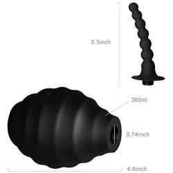 Enema Bulb Anal Cleaner 380ml Black Silicone Anal Vaginal Shower Douche System for Men Women Sexbaby