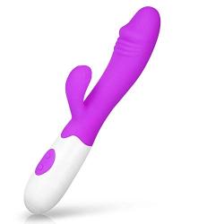 Portable 30-Speed Vibrating Silicone Waterproof Massager Dual Vibration Home Personal Fitness Massage -Purple