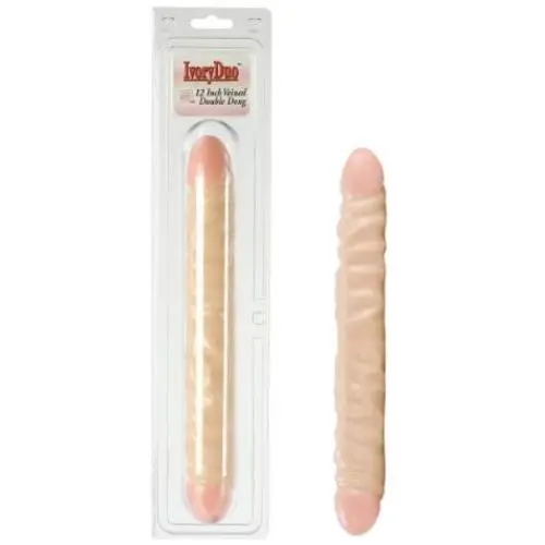 California Exotics Veined Double Dong, Ivory Duo, 12" California Exotics Veined Double Dong, Ivory Duo, 12"