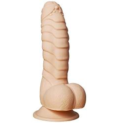 Realistic Dildo for Beginner, LZYAA Body Safe Soft Silicone Penis Adult Sex Toys, Strong Suction Cup (Beige)