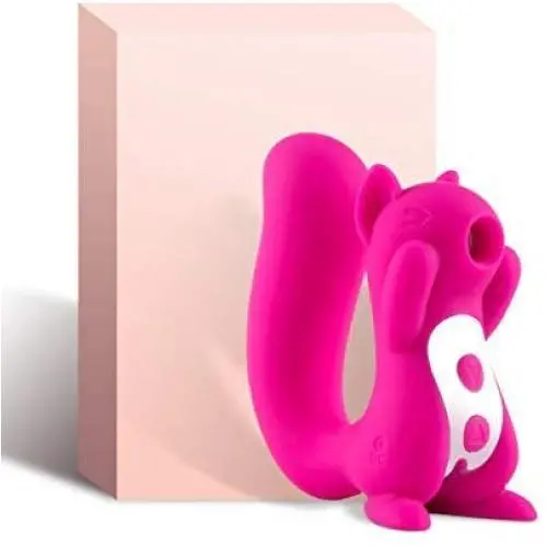 Small Squirrel Shape Massager - 10 Frequency Vibration and Sucking - Powerful and Quiet Sucking Toy - Suitable for Home, Office or Massage use.