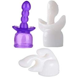 Massagers Attachments, Massager Accessories Attachment Silicone- Three Different Styles (2 White+Purple)