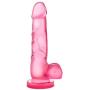 7.75" Soft Realistic Feel Dildo - Cock and Balls Dong - Suction Cup Harness Compatible  - Sex Toy for Women - Sex Toy for Adults (Pink)