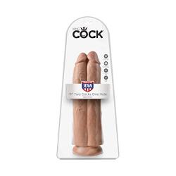 Pipedream Products King Cock 11" Two Cocks One Hole, Tan, 38.6 Lb