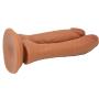 7.07in Safe Real Soft Simulation Strong Suction Real SE Double Toy Stick for Women, Brown