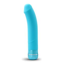 8" Platinum Silicone Curved Vibrating Dildo - Waterproof - G Spot Stimulating Vibrator - Sex Toy for Women - Sex Toy for Adults (Blue)