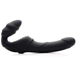 Strap U Slim Rider Ribbed Vibrating Silicone Strapless Strap On