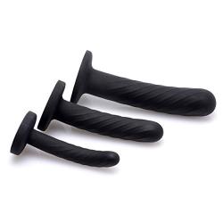 Strap U Trinity Strap-on Silicone 3 Piece Dildo Set, Black