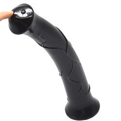 Wushuangyu 16.1 Inch Waterproof Portable Wand Massage Hand-Free Real Feel PVC Massager Game Toys - Vibrant Toy (Color : Black)