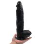 12in Classic Ultra-Soft Black Silicone D-î-Dlô Toy Hands-Free Waterproof for Women