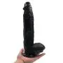 12in Classic Ultra-Soft Black Silicone D-î-Dlô Toy Hands-Free Waterproof for Women