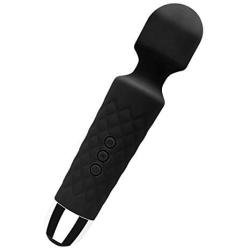 Cordless Wand, Padgene Multi-Speed Waterproof Therapeutic Wand Massager with Powerful USB Rechargeable Massager for Muscle Aches Pain Relief (Black)