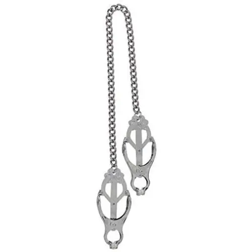 Spartacus Endurance Butterfly Nipple Clamps with Link Chain, Silver Spartacus Endurance Butterfly Nipple Clamps with Link Chain, Silver