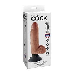 Pipedream Products King Cock  7" Vibrating Cock with Balls , Tan, 12.8 Lb