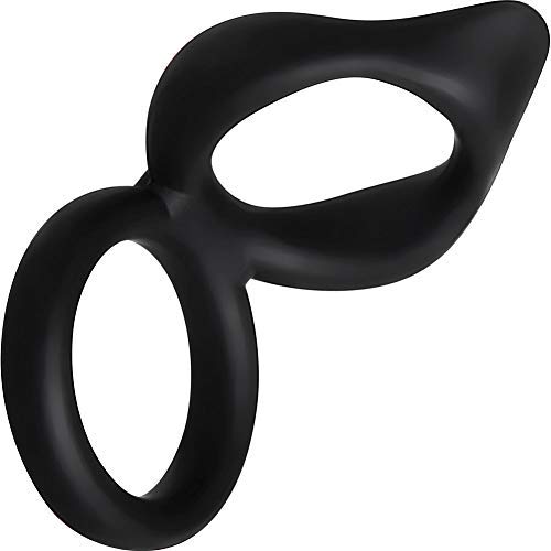 Adam & Eve Silicone Dual Ring Clitoral Tickler, Black