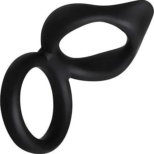 Adam & Eve Silicone Dual Ring Clitoral Tickler, Black Adam & Eve Silicone Dual Ring Clitoral Tickler, Black