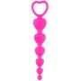 LoveI Anal Sex Toy Beads Butt Plug Valentine Heart Shaped Prostate Massager with Safe Pull Ring Handle Soft Carry Bag Unisex G Spot - Pink