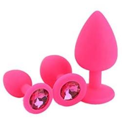 JINGJQINGCAO New 3Pcs/Set Smooth Silicone Butt Plug with Crystal Jewelry Waterproof Anal Plug