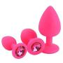 JINGJQINGCAO New 3Pcs/Set Smooth Silicone Butt Plug with Crystal Jewelry Waterproof Anal Plug