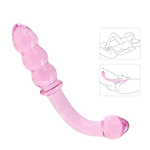 Double-Ended Glass Wand Textured Curved Huge Smooth Medical-Grade Crystal Stick for Women Men Female Beginners