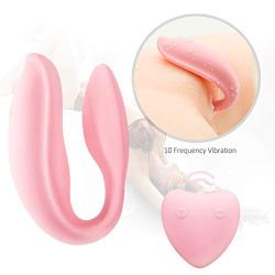Six Couples Toys Straps Couples Toys U Shape Electric Wireless Rechargeable Mini Finger Massager with 10 Strong Vibration Hands Free U Shape Toy T-Shirt