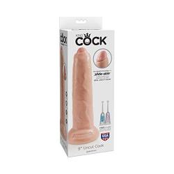 King Cock 9 " Inch Uncut Dildo, Flesh, Flexible Shaft and Foreskin with Suction Base, USA Made, Pipedream