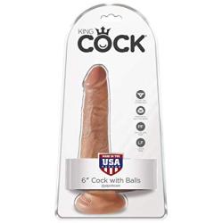 Pipedream Products King Cock with Balls, Tan, 6"