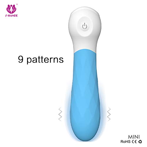 Wand Mini Wireless Electric Powerful Massager, Personal Portable Pocket Fashionable Travel Quiet Waterproof, 9 Frequency Relax for Back Neck Shoulders Body Massage -Blue