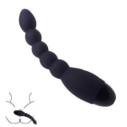 Dwoon Clítórǐs Stímulatión 10 Frequency Vib Rechargeable Massager, Silicone Waterproof Unisex Anales Beads Trainer Black