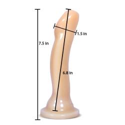 Eden Ergonomic 6.5 Inch Harness Compatible Silicone Dual Density Dildo, Almond