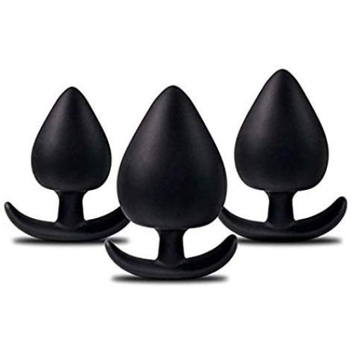 3pcs/Set Soft Silicone Trainer Kit But.t Plùgs Stímulátion Plugs Toys (Black3)