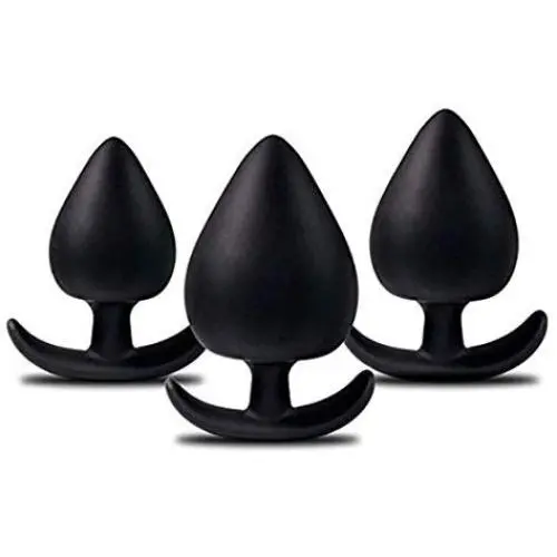 KM19-3Pcs/Size Silicone Plug Anale T-Base Soft Medical Grade Silicone Plug for Beginner (Black) KM19-3Pcs/Size Silicone Plug Anale T-Base Soft Medical Grade Silicone Plug for Beginner (Black)