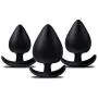 KM19-3Pcs/Size Silicone Plug Anale T-Base Soft Medical Grade Silicone Plug for Beginner (Black) KM19-3Pcs/Size Silicone Plug Anale T-Base Soft Medical Grade Silicone Plug for Beginner (Black)