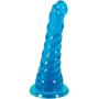 Jelly Corkscrew Dong with Suction Cup, 6 Inch, Cool Blue