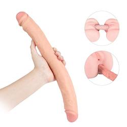 FST Extra Long Double Head Dildo Flexible Penis Realistic Dildos Female Masturbation G Spot Vaginal Anus Stimulate Anal Plug for Women Lesbian (Flesh Color)