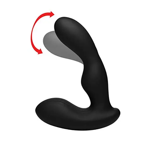 Alpha-Pro 7X P Stroke Silicone Prostate Stimulator with Stroking Shaft, Black Alpha-Pro 7X P Stroke Silicone Prostate Stimulator with Stroking Shaft, Black