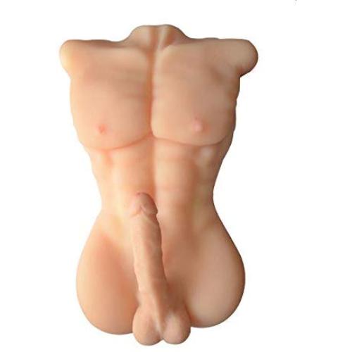 Mens Torso Penis Dolls Safe & Durable Medical Grade Silicone Solidity Dolls Female Masturbation Toys Lifelike Mens Torso 7.1 Inch Penis Sex Toys Sex Doll for Women-Gay(Flesh Male, 20.8 x 13 x 6)