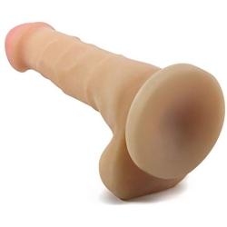 Eden 7.75" Realistic Flexible Internal Spine Dual Density Dildo w/Balls and Suction Cup (Beige)