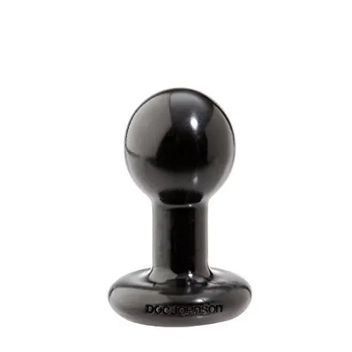 Doc Johnson Classic - Round Butt Plug - 1.8 Inch Diameter - Small - Black